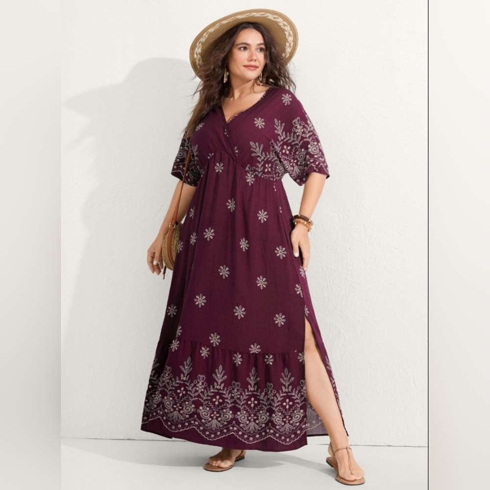 Boho Embroidered Maxi Dress NWT - Picture 3 of 7